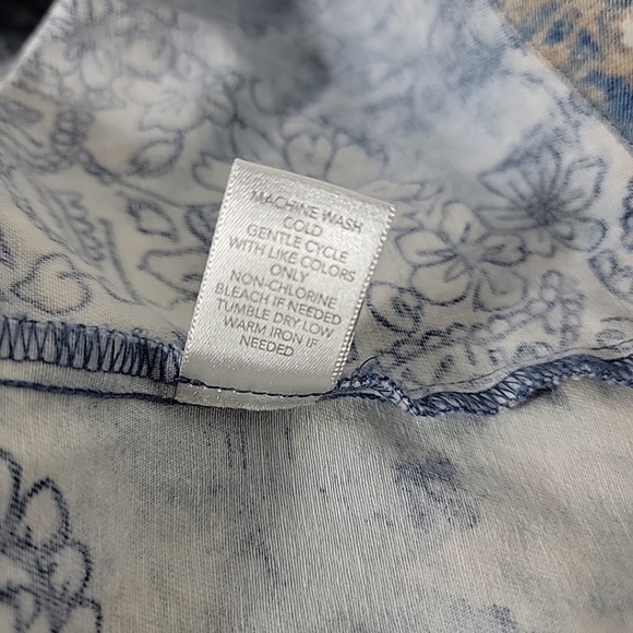 CJ Banks Women's Tan White Blue Balck Button Up Denim Jacket, 1X - Picture 10 of 10